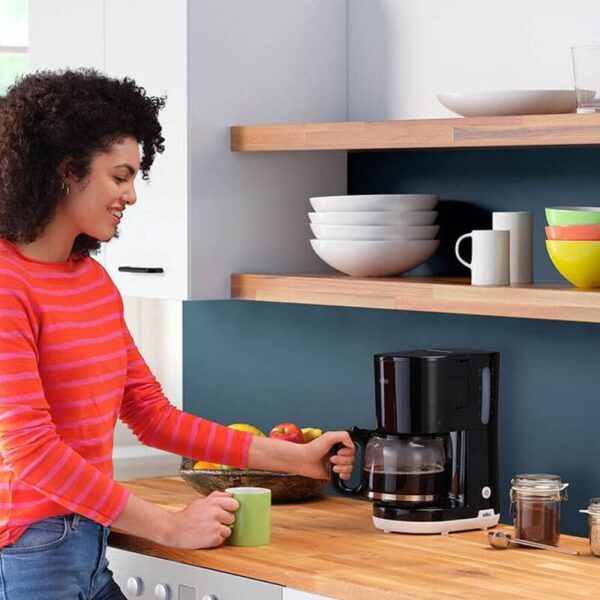 Braun Coffee Maker Breakfast 1, 1000W Black AromaCafe OptiBrew System Automatic Shut Off Coffee Maker for up to 10 Cups KF101AI