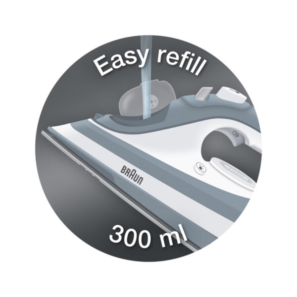 Braun TexStyle 5 Steam Iron - Eloxal Sole Plate Anti-Drip System 300ML Water Tank Capacity TS510