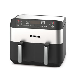 Nikai Air Fryer 8L Dual-Basket Multifunctional Low Oil Fryer 2460W with Independent Temp Settings Cool Touch Body and Digital Control Panel for Effortless Cooking NAF282DX