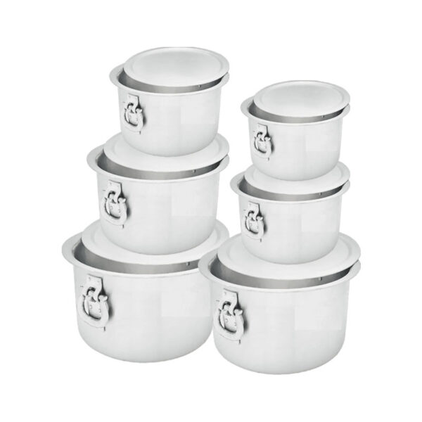Nadstar Aluminium Sufuria 6pcs with Lid & Handle 29L 31.5L 34.5L 37.5L 39.5L 42.5L Cookware Set Tope Cooking Pot for Commercial Use - Gauge 13 Kitchen Heavy Duty Tapela