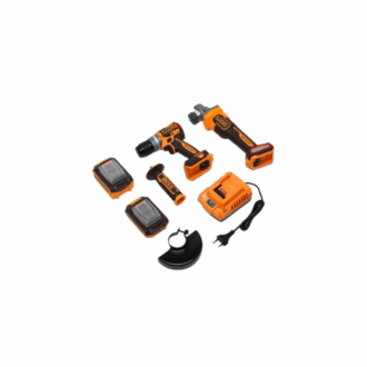 Ingco 2pcs Cordless Combo Kit Lithium-ion 20V with Agnel Grinder & Impact Drill CKLI20273
