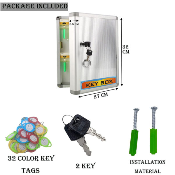 Generic Key Box Holder with Key Lock 32 Keys Aluminium (Keychain Included)
