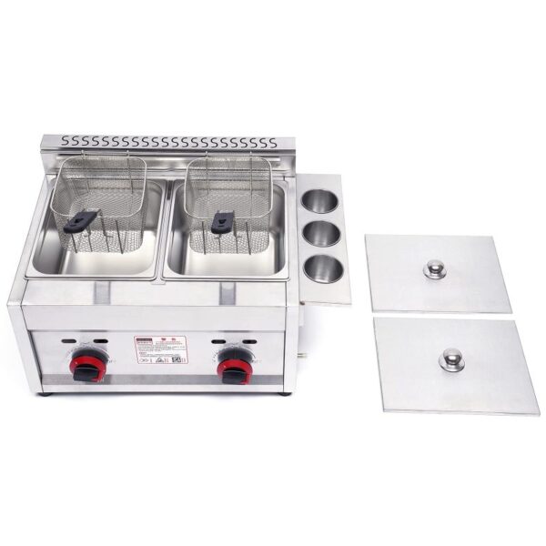 Generic Commercial Countertop Deep Fryer Double Gas 12L (6L x 2 Baskets) Stainless Steel