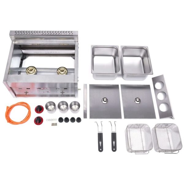 Generic Commercial Countertop Deep Fryer Double Gas 12L (6L x 2 Baskets) Stainless Steel