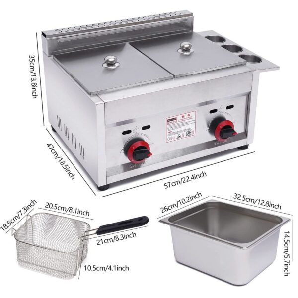 Generic Commercial Countertop Deep Fryer Double Gas 12L (6L x 2 Baskets) Stainless Steel