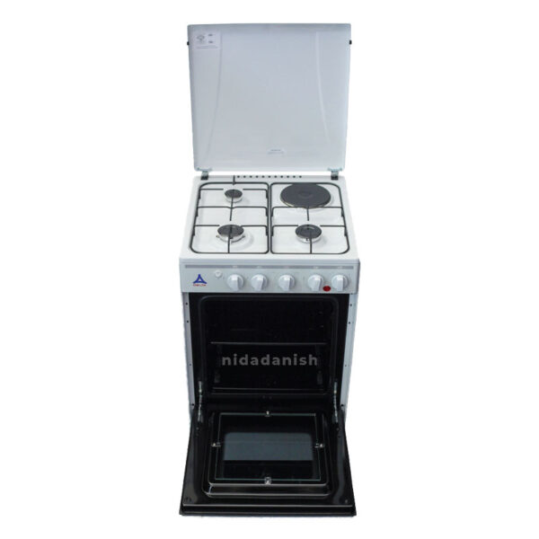 Delta Cookers 50x55cm 3 Gas Burner, 1 Electric Hotplate with Gas Oven & Grill Black DGC31B
