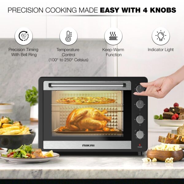 Nikai Oven 75L 2200W Oven Rotisserie Function & 120 Minutes Timer With Stay On Multiple Accessories High-Efficiency Heating Indicator Light - NT75RCZ