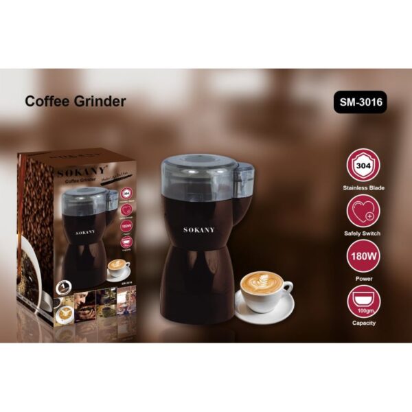 Sokany Electric Coffee Grinding Machine 100g 180W Brown SM-3016