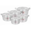 Nadstar Cookware Set 5Pcs Set With Lid & Handle Metal Finish Sufuria 4L 5.5L 7L 9L 12L 2x6