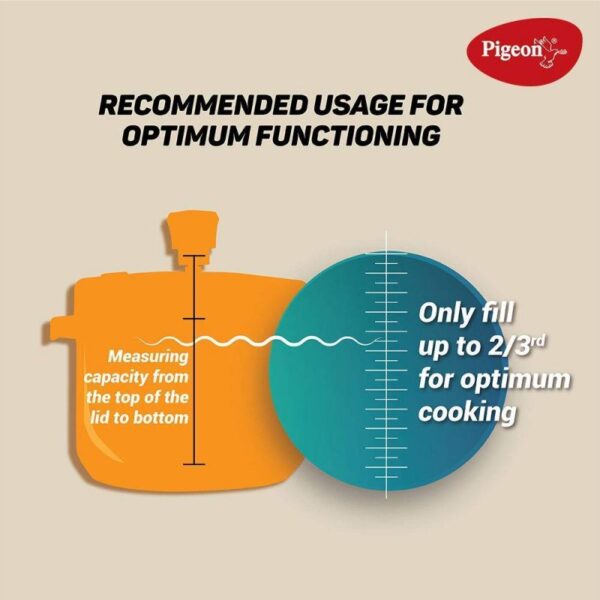 Pigeon Pressure Cooker 10L Deluxe Aluminium Outer Lid Gas Stove Compatible Ergonomically Designed Handle PP10