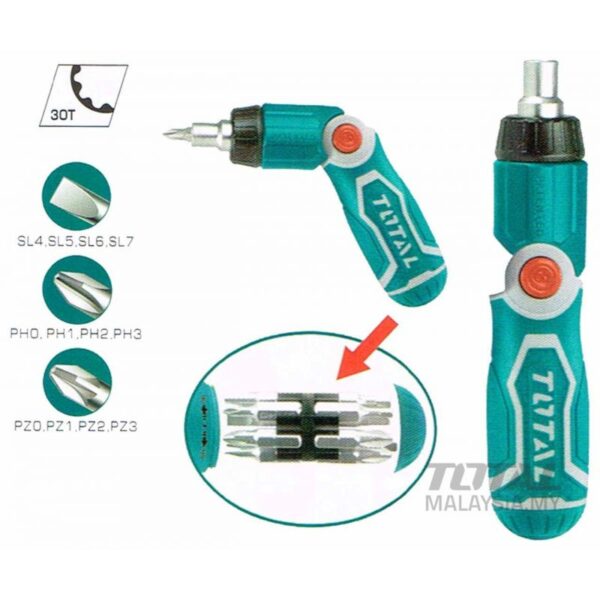 Total Ratchet Screwdriver Set 13in1 TACSD30136