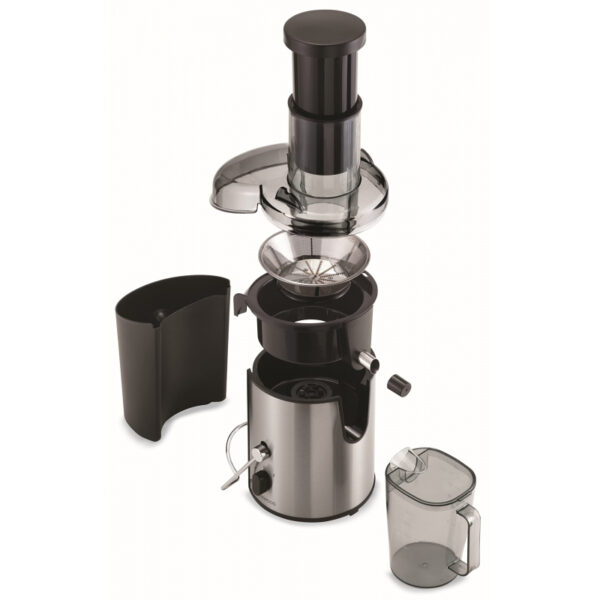 Kenwood Juicer 700W 2L Stainless Steel Juice Extractor with 75mm Wide Feed Tube 2 Speed Transparent Juice Jug Pulp Container Anti Drip JEM50.000BS