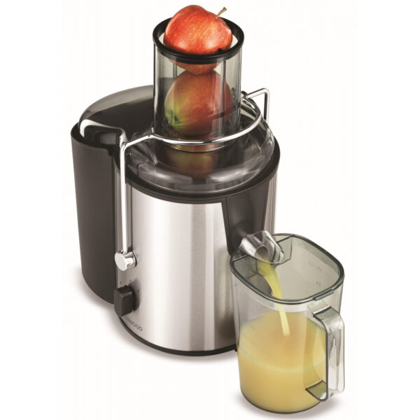 Kenwood Juicer 700W 2L Stainless Steel Juice Extractor with 75mm Wide Feed Tube 2 Speed Transparent Juice Jug Pulp Container Anti Drip JEM50.000BS