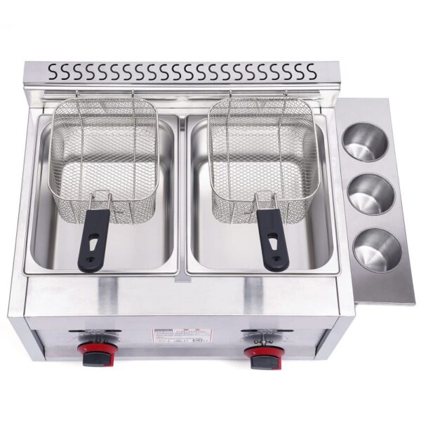Generic Commercial Countertop Deep Fryer Double Gas 12L (6L x 2 Baskets) Stainless Steel