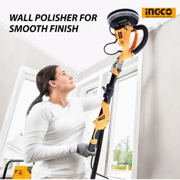 Ingco Drywall Sander 1050W with Integrated Work Light, 12pcs Sand Papers DWS10501