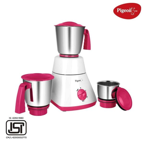 Pigeon Mixer Grinder 550w ABS 10500RPM with 3 Stainless Steel Jars for Dry Grinding & Wet Grinding Classic Pro