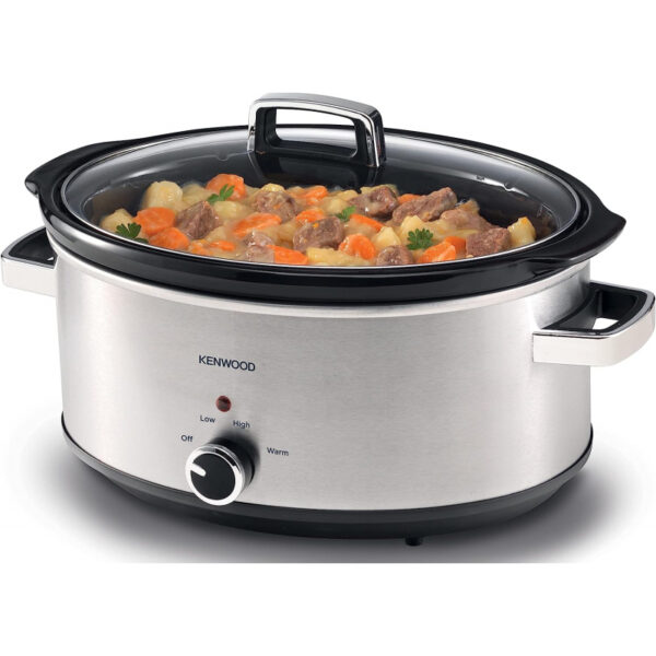 Kenwood Slow Cooker 6.5L Slow Rice Cooker with 3 Heat Settings (Low High & Warm) Preserves Flavour Herbs & Spices are Absorbed Well Meat Becomes Extremely Tender SCM70.000SS