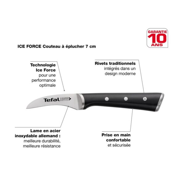 Tefal Ingenio Ice Paring Knife 7cm Ice Force Technology German Stainless Steel Brushed Stainless Steel Black 27.5 x 6 x 2 CM K2321214