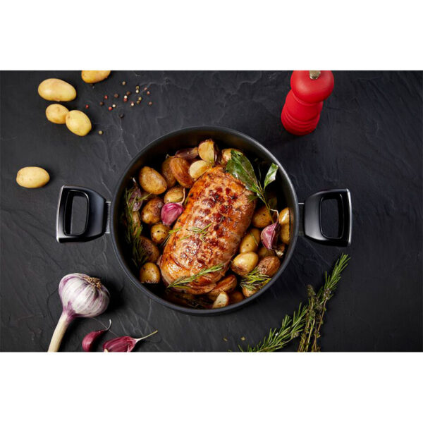 Tefal Unlimited Stewpot 24 CM All Hobs Titanium Non Stick Anti Scratch Safe Non Stick G6 Unlimited Round Saucepan Pan Cast Aluminum G2554602