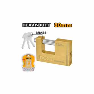 Ingco Heavy Duty Brass Block Padlock 80mm with 3pcs Brass Keys DBBPL0802