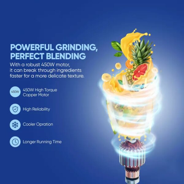 Nikai Blender 1.5L 450W 2 in 1 Unbreakable PC Jar 3 Speeds Stainless Blades Easy To Clean Detachable Parts Perfect for Blending and Grinding - NB2511AX