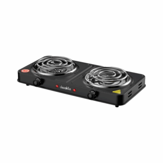Decakila Coil Plate Double 2000W 2 Burner Plate 5 Heat Setting Stainless Burner Cap Light Indicator - Auto-Thermostat Control KECC002B