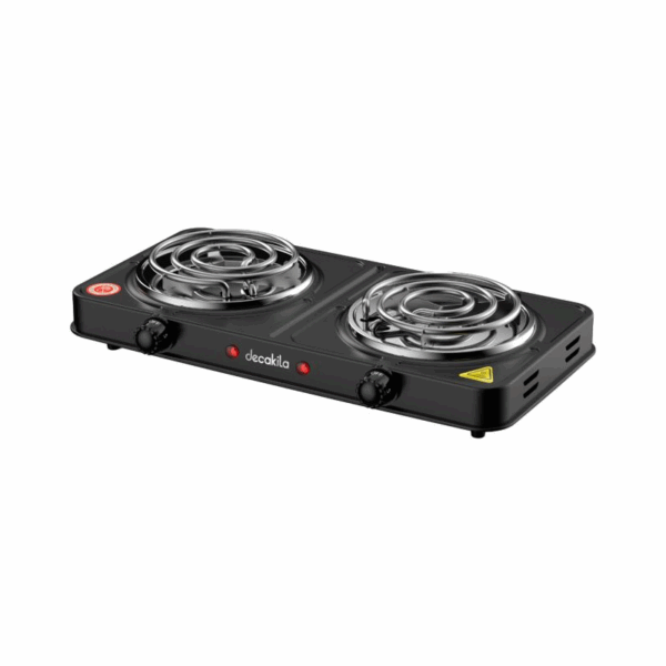 Decakila Coil Plate Double 2000W 2 Burner Plate 5 Heat Setting Stainless Burner Cap Light Indicator - Auto-Thermostat Control KECC002B