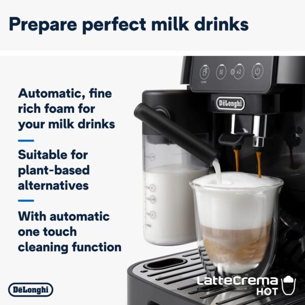 De'Longhi Magnifica Start Fully Automatic Bean to Cup Coffee Machine with 4 One-Touch Recipes, Soft-Touch Control Panel, Auto Milk, 1450W, Black ECAM220.60.B