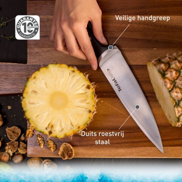 Tefal Ice Force Wooden Block with 5 Slots and 5 Knives: Bread Knife 20 cm / Chef Knife 20 cm / Santoku Knife 18 cm / Paring Knife 11 cm / Carving Knife 9 cm K232S574