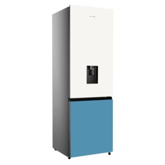 Hisense Refrigerator 350L Bottom Freezer A+ Energy Efficiency Class, Non Plumbed Water Dispenser, Reversible Door White & Blue H450BDBL-WD