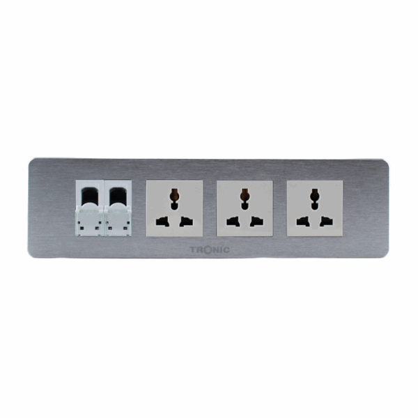 Tronic Floor Socket Universal x 3 + RJ45 Data x 2