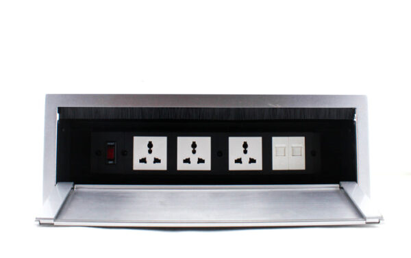 Tronic Desk Socket Universal x 3 + RJ45 Data x 2