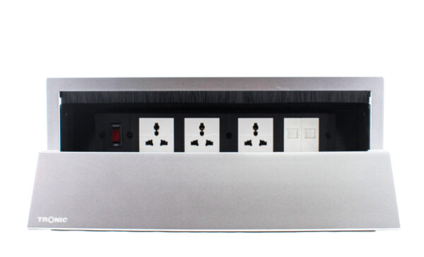 Tronic Desk Socket Universal x 3 + RJ45 Data x 2