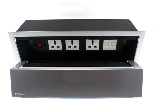 Tronic Desk Socket Universal x 3 + RJ45 Data x 2