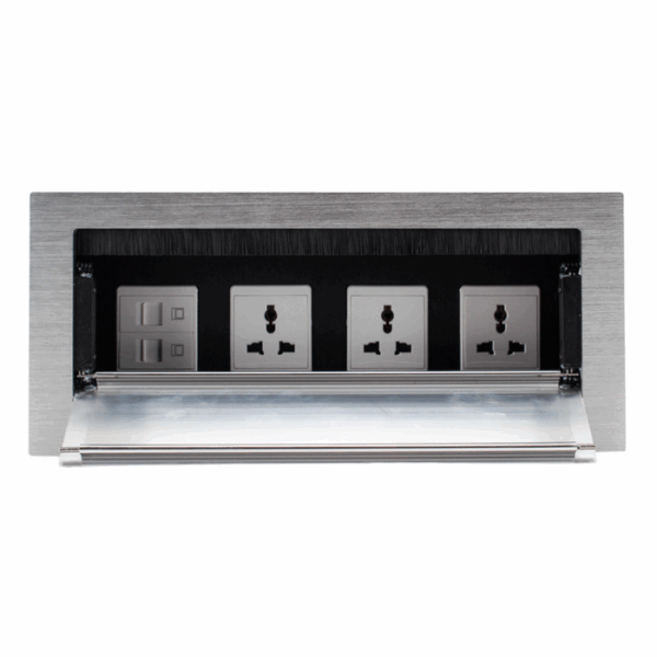 Tronic Desk Socket Universal x 3 + RJ45 Data x 2