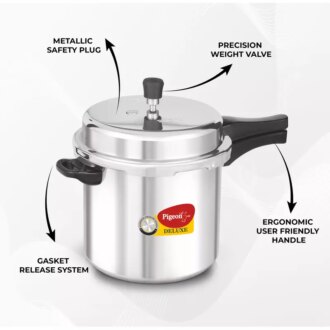 Pigeon Pressure Cooker 10L Deluxe Aluminium Outer Lid Gas Stove Compatible Ergonomically Designed Handle PP10