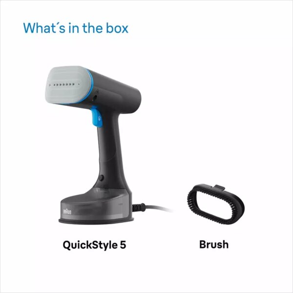 Braun Garment Steamer 1200W 150ML QuickStyle 5, with Dual Heated Free Glide 3D Plate, Handheld Garment Steamer with Fast Heating, Vertical Ironing, 13850000-GS5031BL