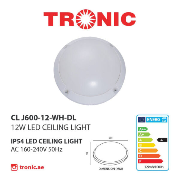 Tronic White Round LED Bulkhead 12 Watts