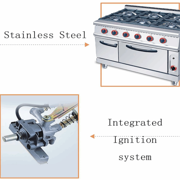 Generic Commercial Freestanding Cooker Gas Range Stove Stand Type with Oven 6 Head