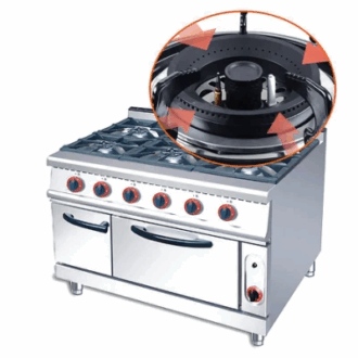 Generic Commercial Freestanding Cooker Gas Range Stove Stand Type with Oven 6 Head
