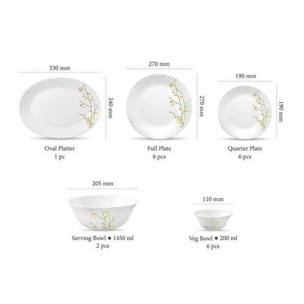 La Opala Dinner Set Citron Weave Classique 38 Pieces LW038