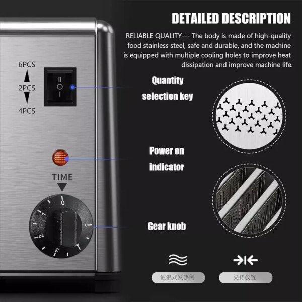 Commercial Bread Toaster 6 Slice 110-240V
