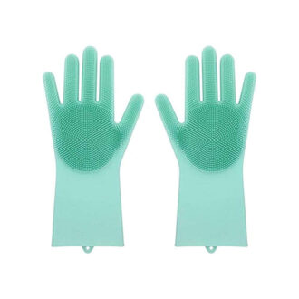 Silicone Hand Gloves Reusable Heat Resistant for Kitchen Bathroom Dishwashing Pet Grooming Car Washing 1 Pair