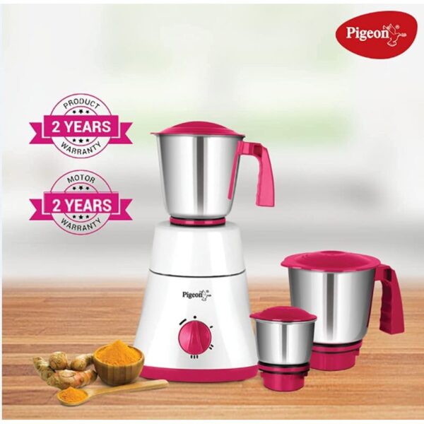 Pigeon Mixer Grinder 550w ABS 10500RPM with 3 Stainless Steel Jars for Dry Grinding & Wet Grinding Classic Pro