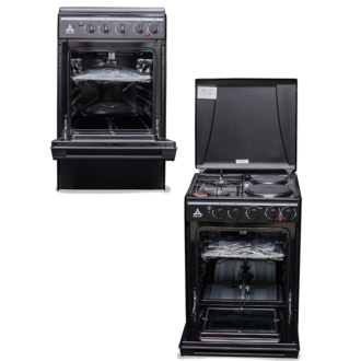 Delta Cooker 50x50cm Gas Oven 2 Gas 2 Electric Silver with Black DGC22B