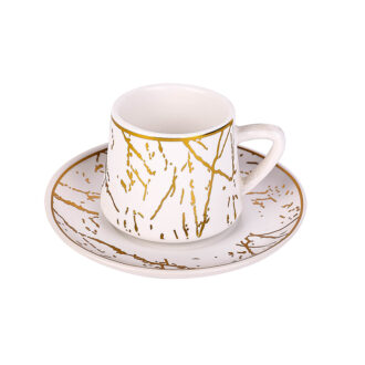 Nadstar Porcelain Cup & Saucer Golden Print Tea Coffee Cups 0030-1/2