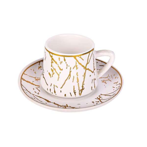 Nadstar Porcelain Cup & Saucer Golden Print Tea Coffee Cups 0030-1/2