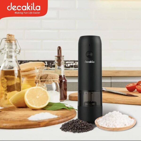 Decakila Pepper Grinder 12W Electric Stainless Steel Body Carbon Steel Shaft Grinding Coarseness Adjustment Built-in LED Lamp KMTT023B