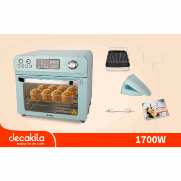 Decakila Air Oven 24L LED 1800W 1 Baking Rack 1 Baking Tray 1 Extraction Rack 1 Chicken Fork Silicone Gloves 1 KEEC023L