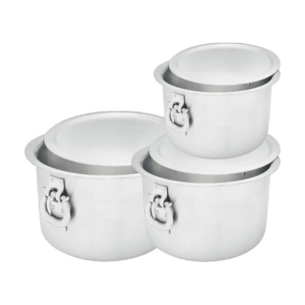 Nadstar Aluminium Sufuria 3pcs with Lid & Handle 210L 250L 300L Cookware Set Tope Cooking Pot for Commercial Use - Gauge 6 Kitchen Heavy Duty Tapela